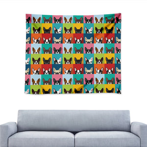 Boston Terrier Puppy Faces Print Tapestry