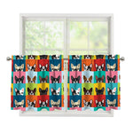 Boston Terrier Puppy Faces Print Tier Curtains