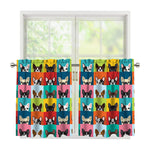Boston Terrier Puppy Faces Print Tier Curtains