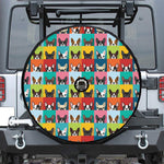 Boston Terrier Puppy Faces Print Tire Cover With Camera Hole