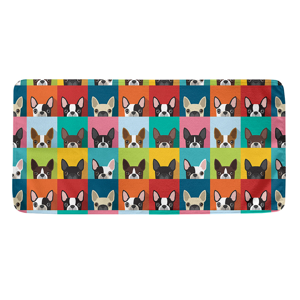 Boston Terrier Puppy Faces Print Towel