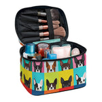 Boston Terrier Puppy Faces Print Travel Makeup Bag