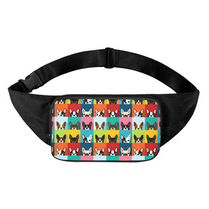 Boston Terrier Puppy Faces Print Waist Bag