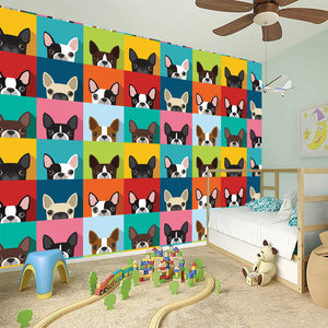 Boston Terrier Puppy Faces Print Wall Sticker