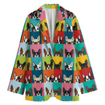 Boston Terrier Puppy Faces Print Women's Blazer