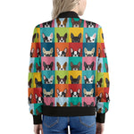 Boston Terrier Puppy Faces Print Women's Bomber Jacket