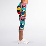 Boston Terrier Puppy Faces Print Women's Capri Leggings