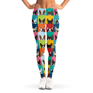 Boston Terrier Puppy Faces Print Women's Leggings