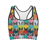 Boston Terrier Puppy Faces Print Women's Sports Bra