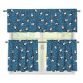 Boston Terrier With Glasses Print 3 Piece Kitchen Curtains