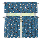 Boston Terrier With Glasses Print 3 Piece Kitchen Curtains