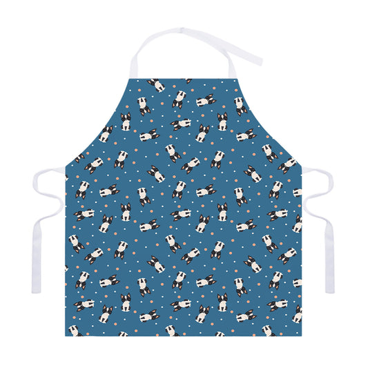 Boston Terrier With Glasses Print Adjustable Apron