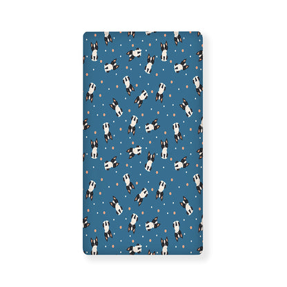 Boston Terrier With Glasses Print Baby Crib Sheet