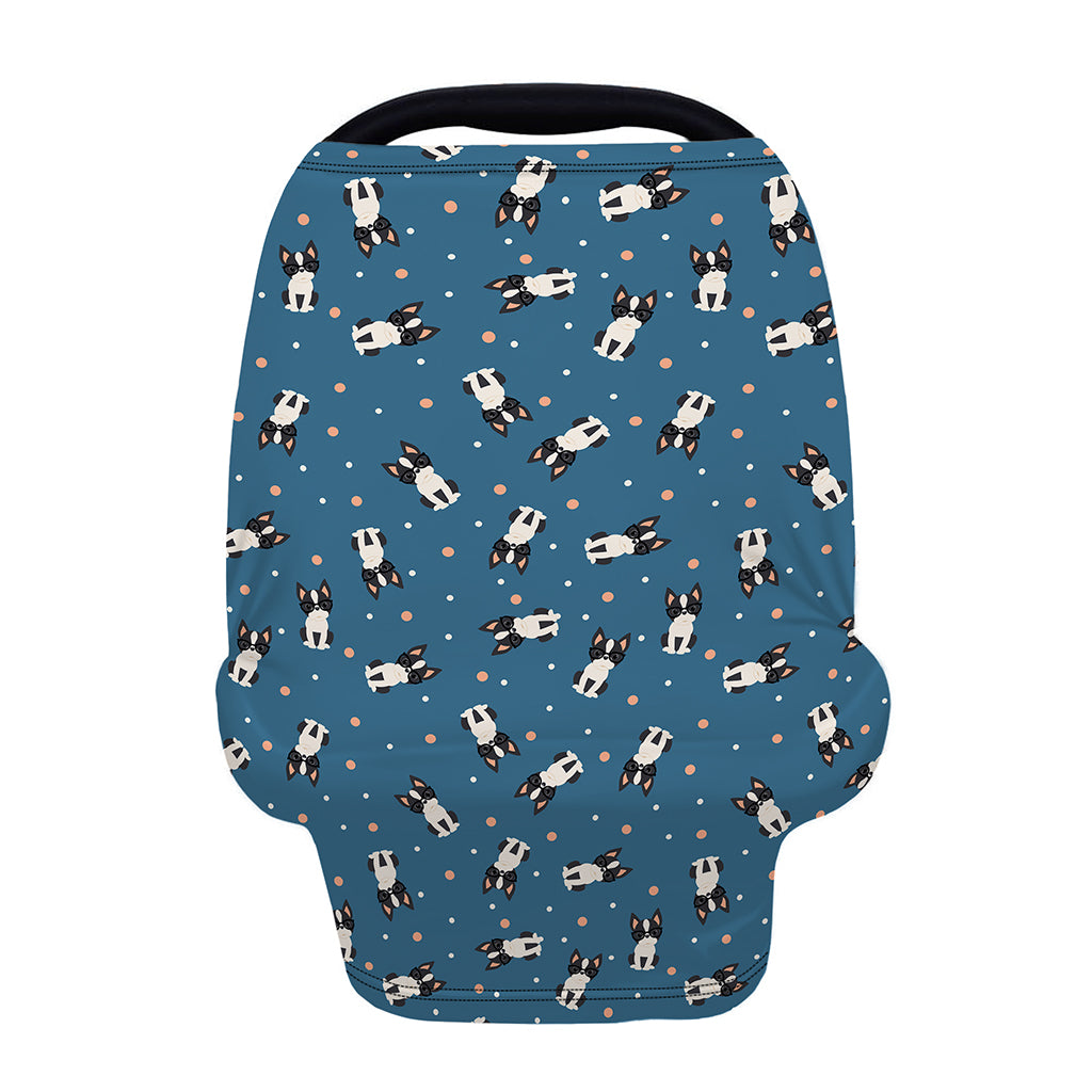 Boston Terrier With Glasses Print Baby Seat Cover