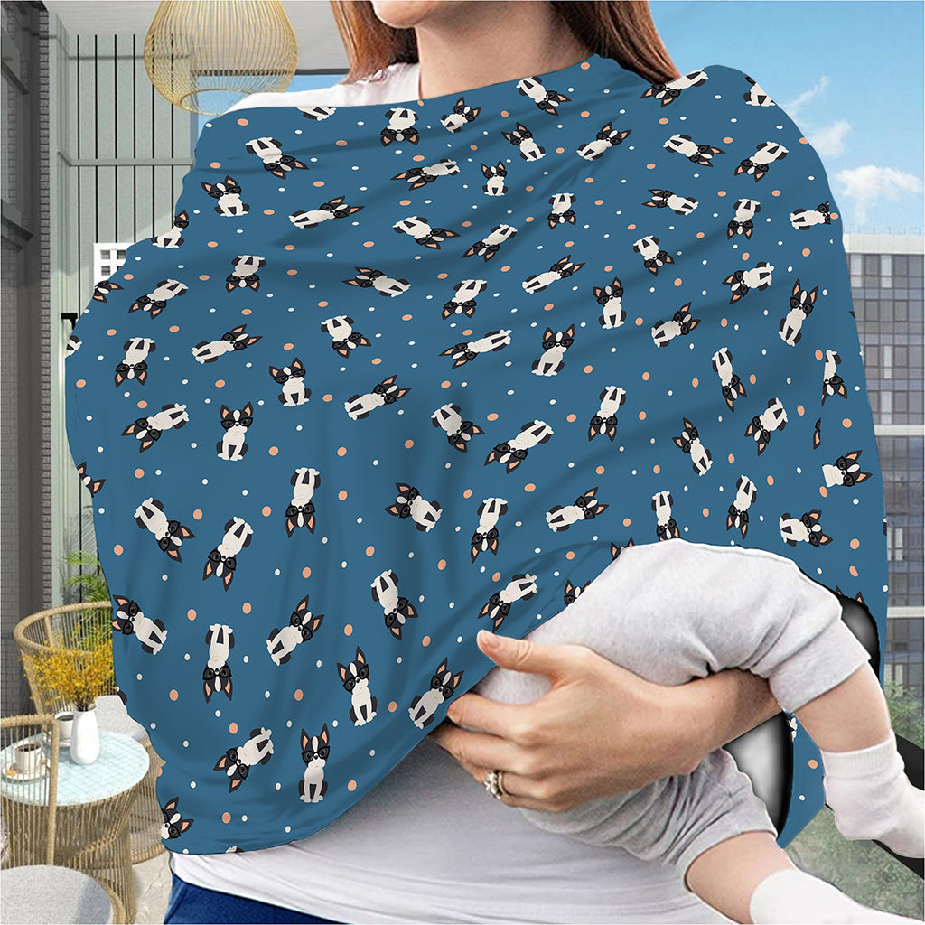 Boston Terrier With Glasses Print Baby Seat Cover
