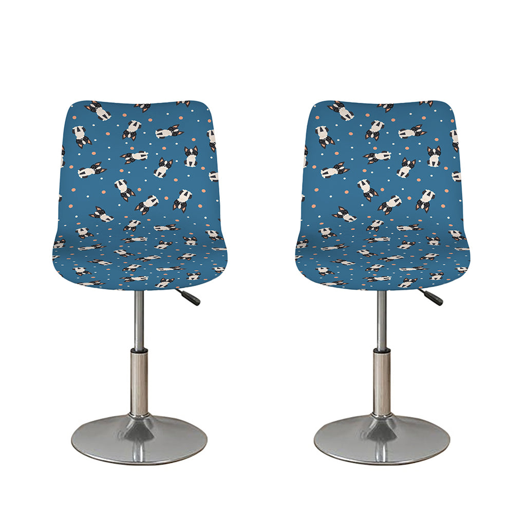 Boston Terrier With Glasses Print Bar Stool Covers