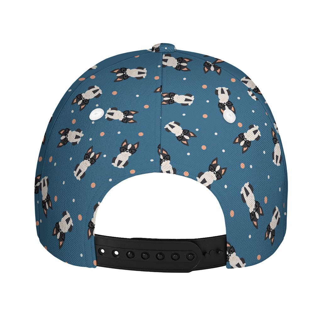 Boston Terrier With Glasses Print Baseball Cap