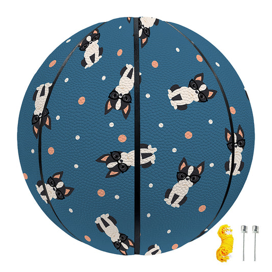 Boston Terrier With Glasses Print Basketball