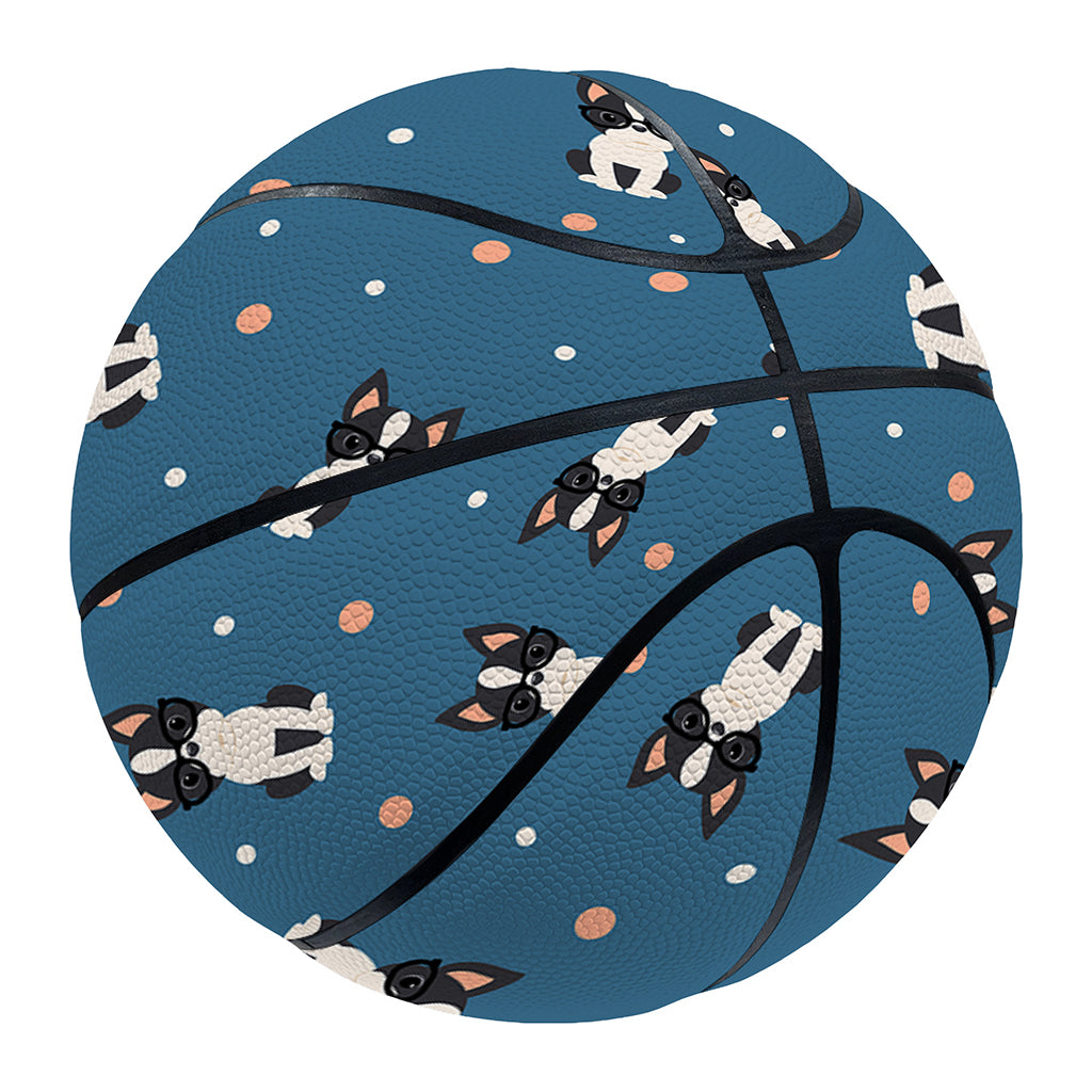 Boston Terrier With Glasses Print Basketball