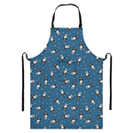 Boston Terrier With Glasses Print Bib Apron With Pocket