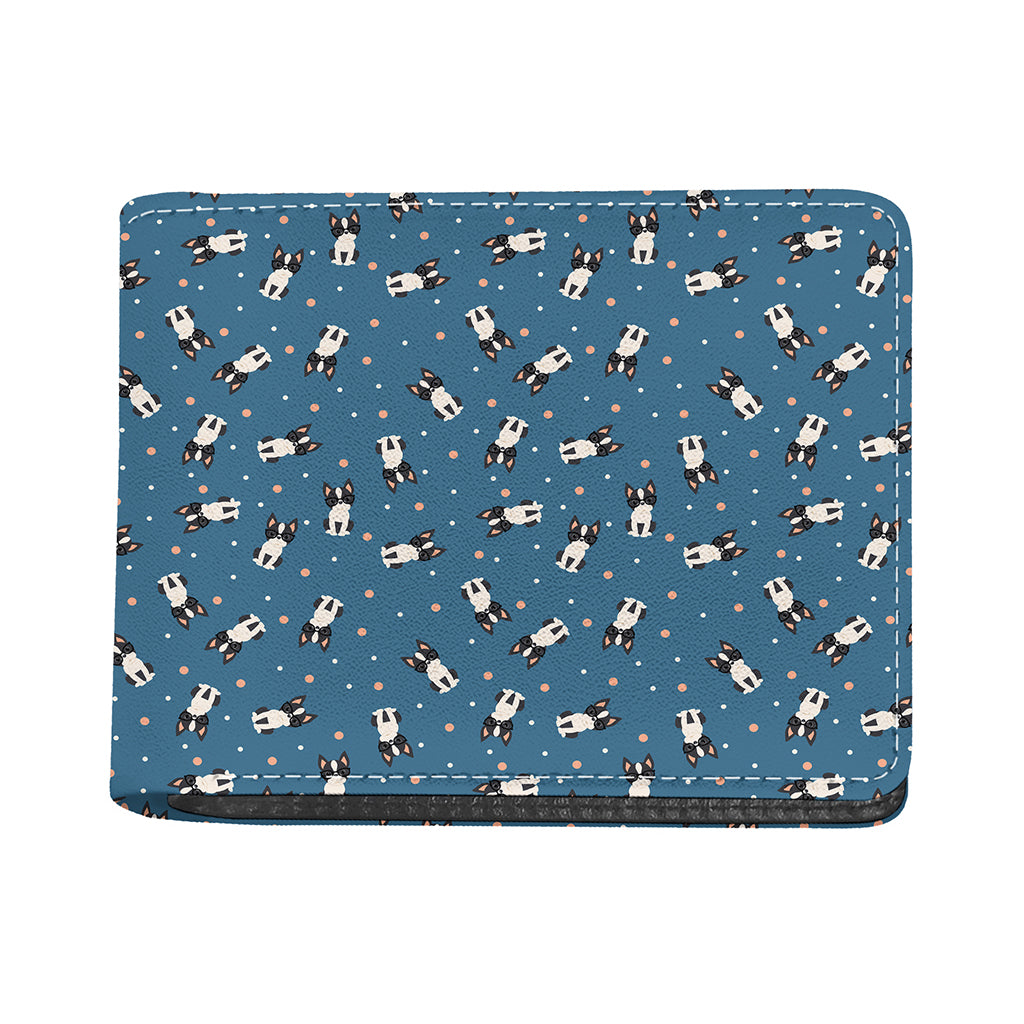 Boston Terrier With Glasses Print Bifold Wallet