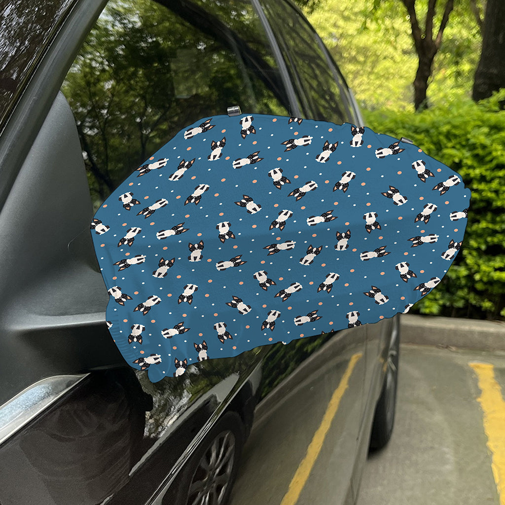 Boston Terrier With Glasses Print Car Side Mirror Covers