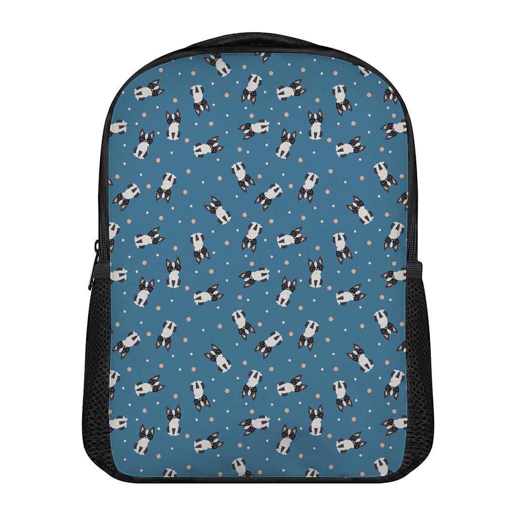 Boston Terrier With Glasses Print Casual Backpack