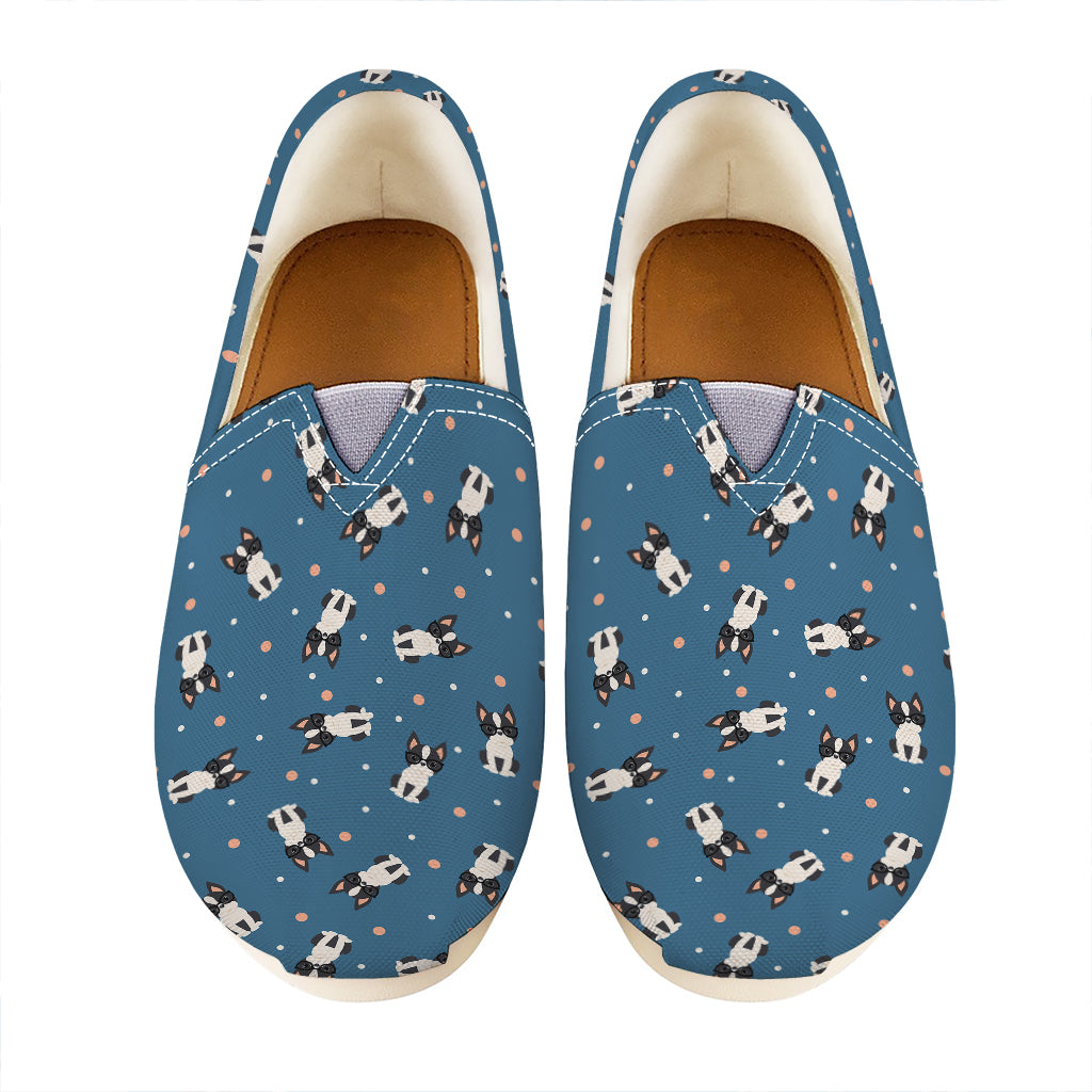 Boston Terrier With Glasses Print Casual Shoes