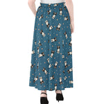 Boston Terrier With Glasses Print Chiffon Maxi Skirt