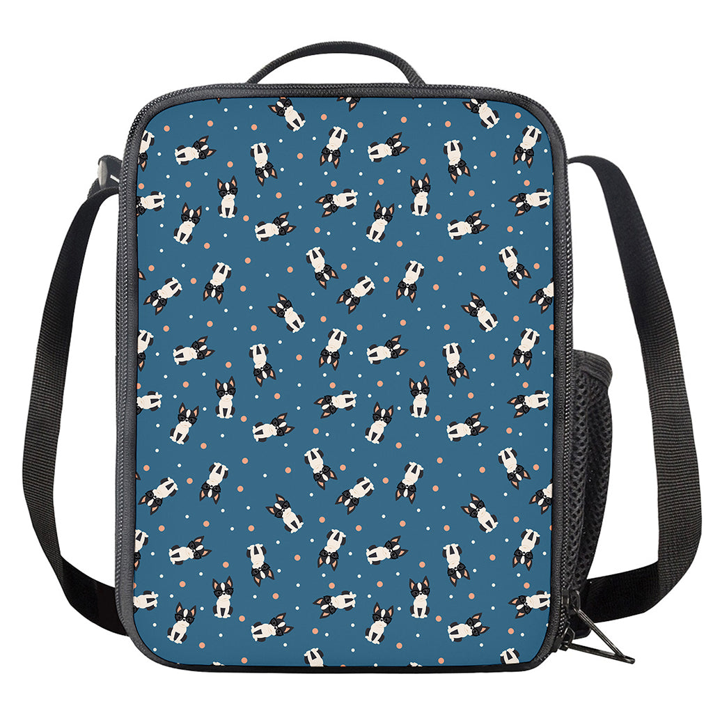 Boston Terrier With Glasses Print Crossbody Lunch Bag
