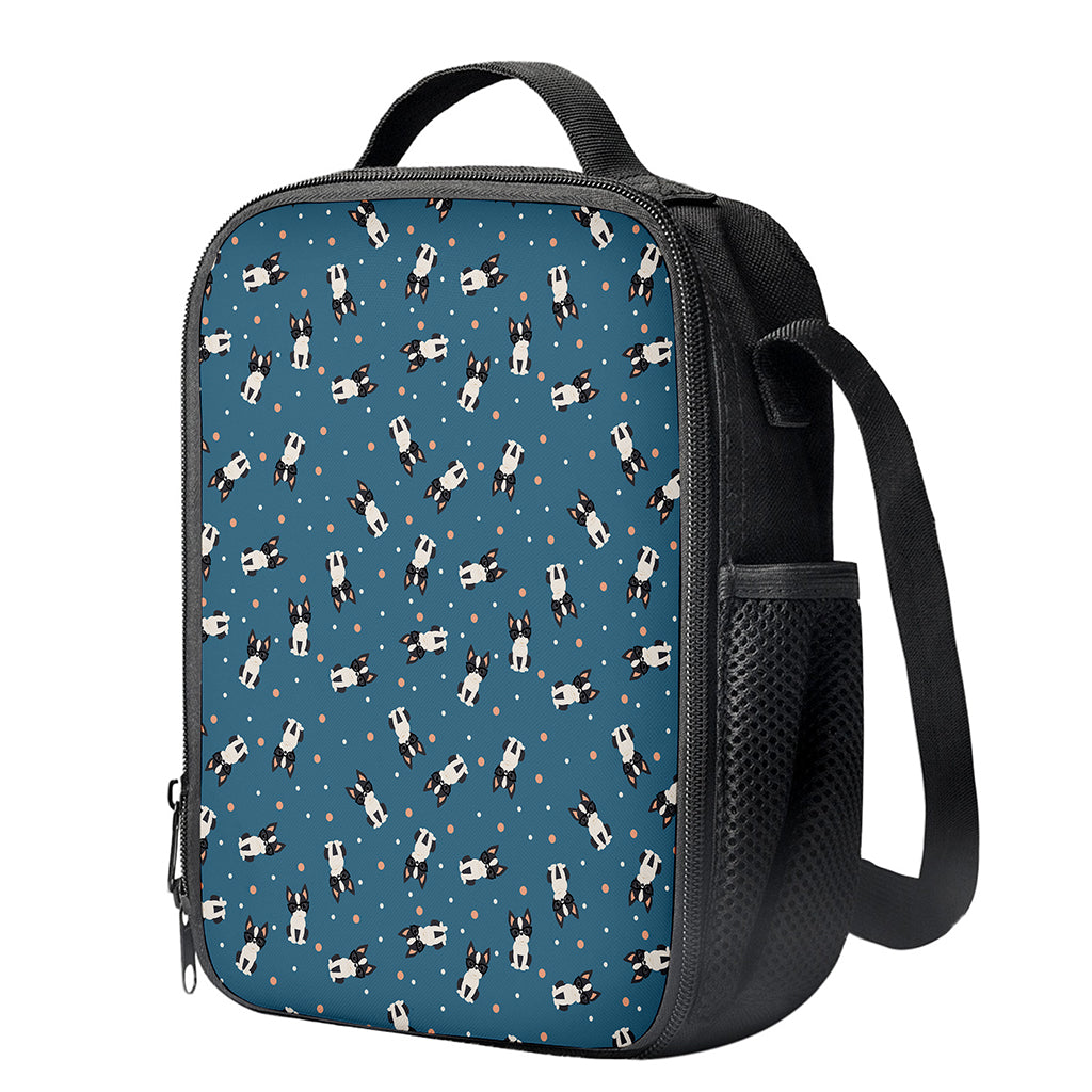 Boston Terrier With Glasses Print Crossbody Lunch Bag