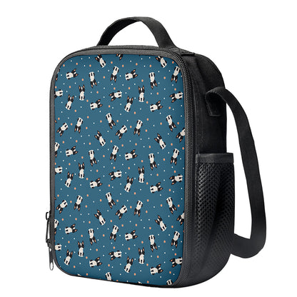 Boston Terrier With Glasses Print Crossbody Lunch Bag