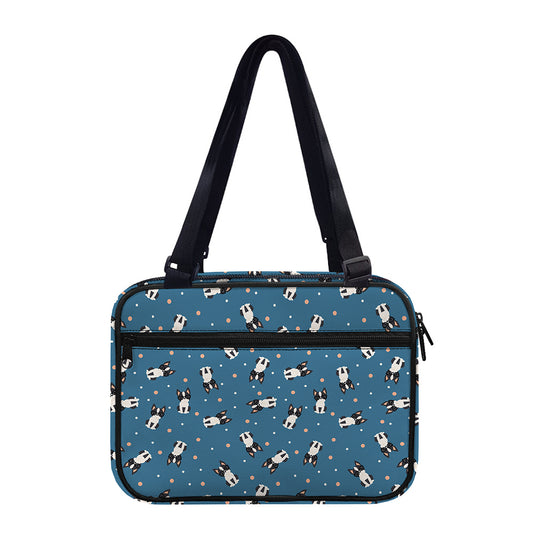 Boston Terrier With Glasses Print Double Strap Bible Bag