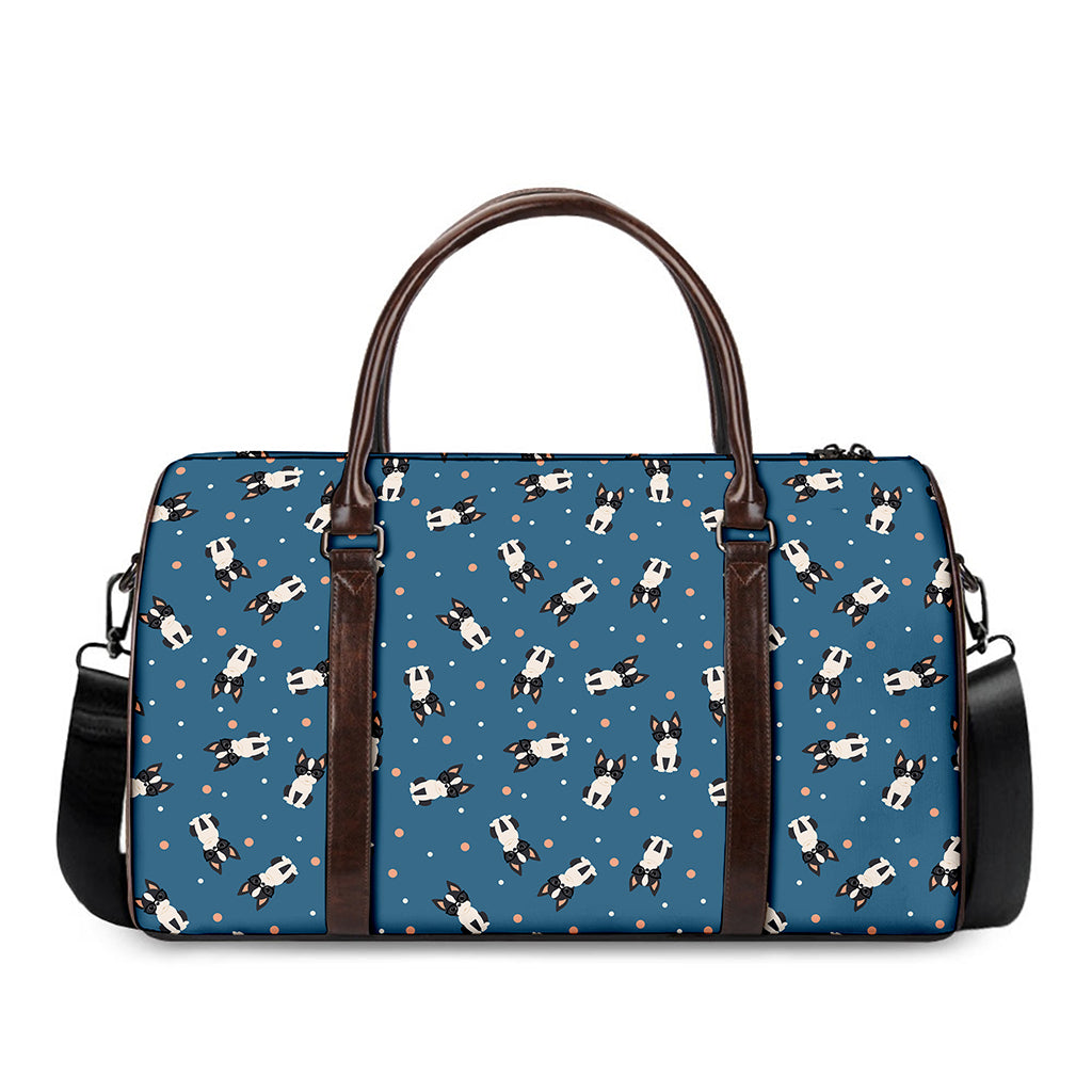 Boston Terrier With Glasses Print Duffle Bag