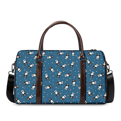 Boston Terrier With Glasses Print Duffle Bag