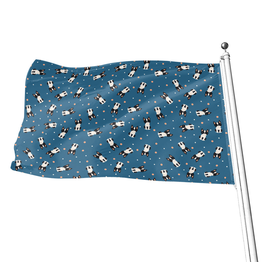 Boston Terrier With Glasses Print Flag