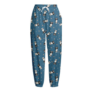 Boston Terrier With Glasses Print Fleece Lined Knit Pants