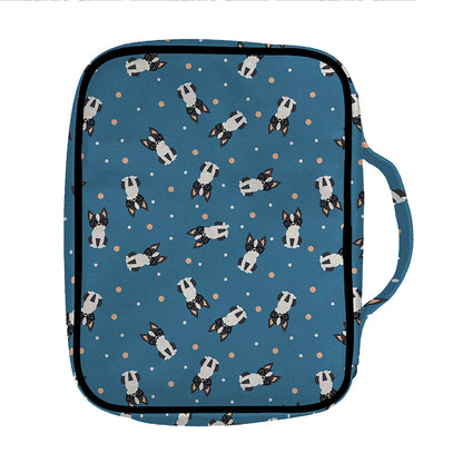 Boston Terrier With Glasses Print Front Pocket Bible Bag