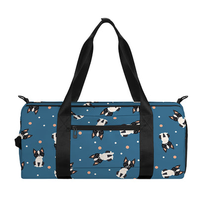 Boston Terrier With Glasses Print Gym Bag