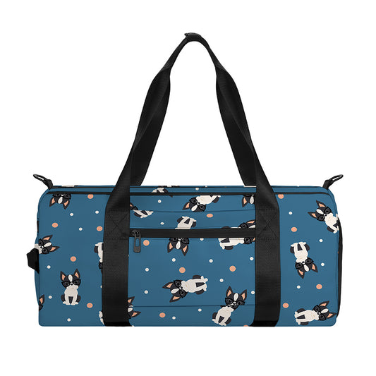 Boston Terrier With Glasses Print Gym Bag