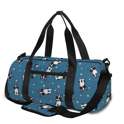 Boston Terrier With Glasses Print Gym Bag