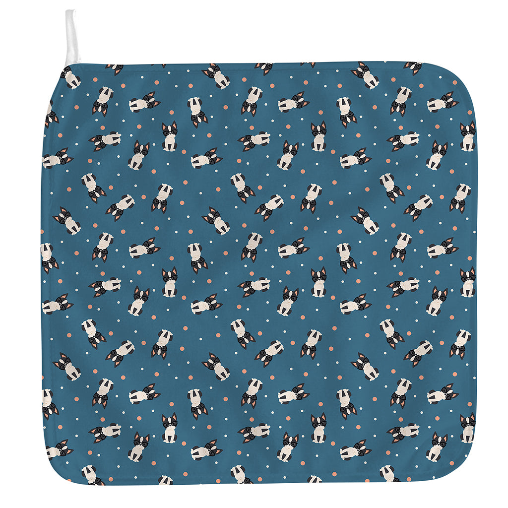 Boston Terrier With Glasses Print Hand Towel