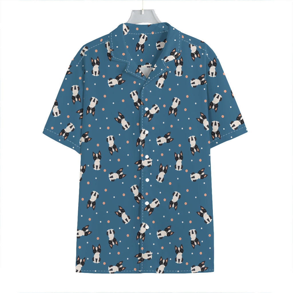 Boston Terrier With Glasses Print Hawaiian Shirt