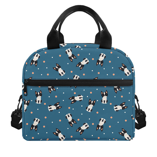 Boston Terrier With Glasses Print Insulated Lunch Bag