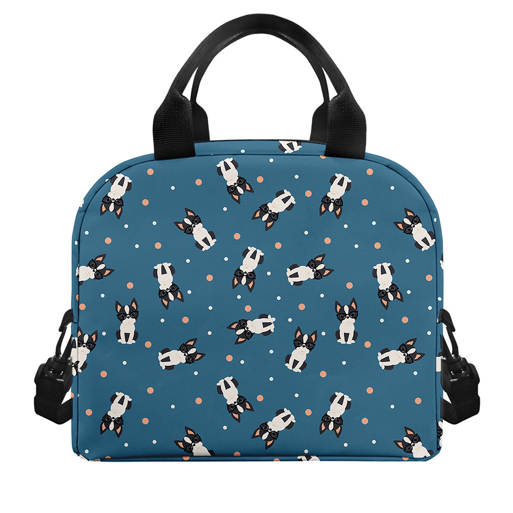 Boston Terrier With Glasses Print Insulated Lunch Bag