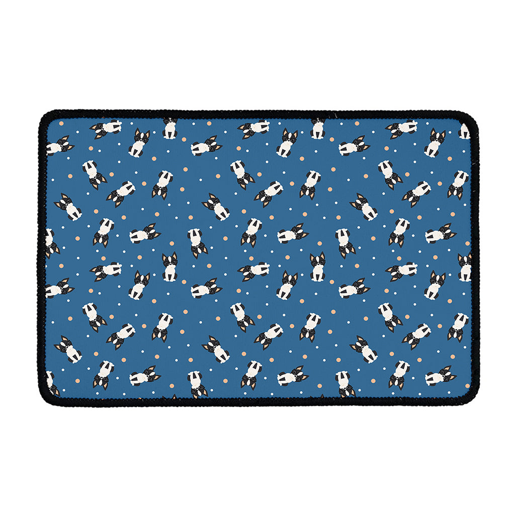 Boston Terrier With Glasses Print Kitchen Mat
