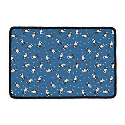 Boston Terrier With Glasses Print Kitchen Mat