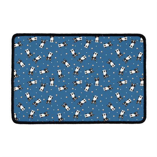 Boston Terrier With Glasses Print Kitchen Mat