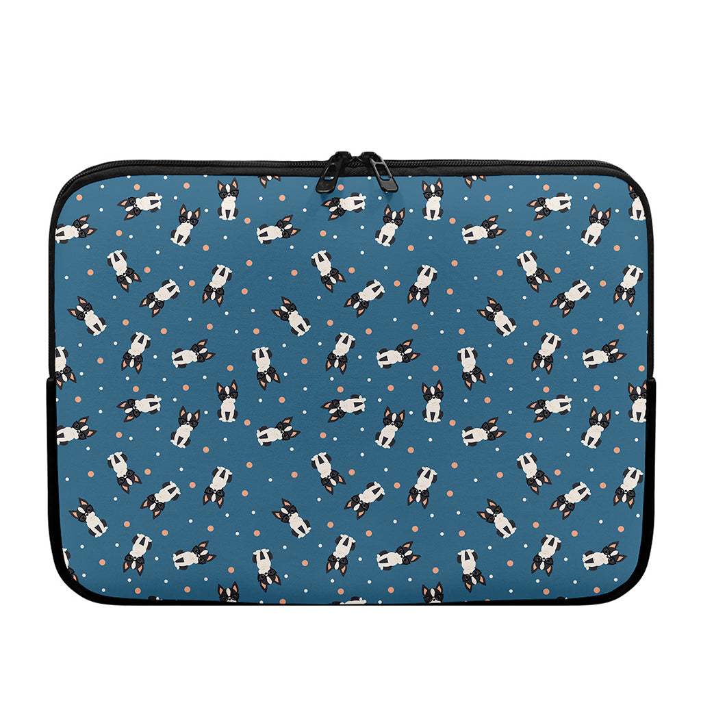 Boston Terrier With Glasses Print Laptop Sleeve
