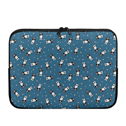 Boston Terrier With Glasses Print Laptop Sleeve